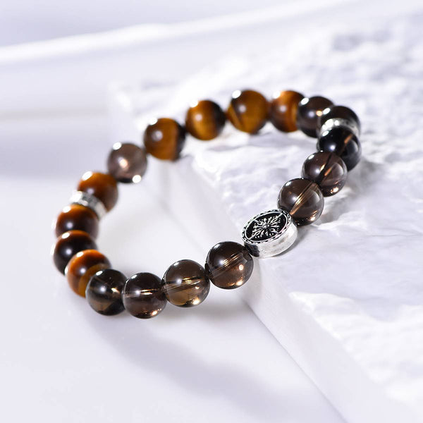 Smoky Quartz and Golden Tiger's Eye Energy Bracelet