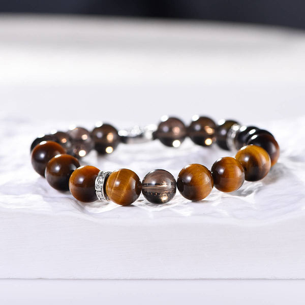 Smoky Quartz and Golden Tiger's Eye Energy Bracelet
