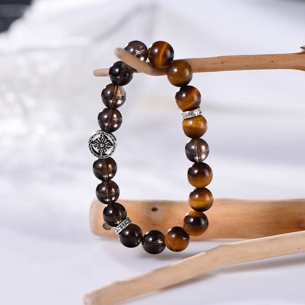 Smoky Quartz and Golden Tiger's Eye Energy Bracelet