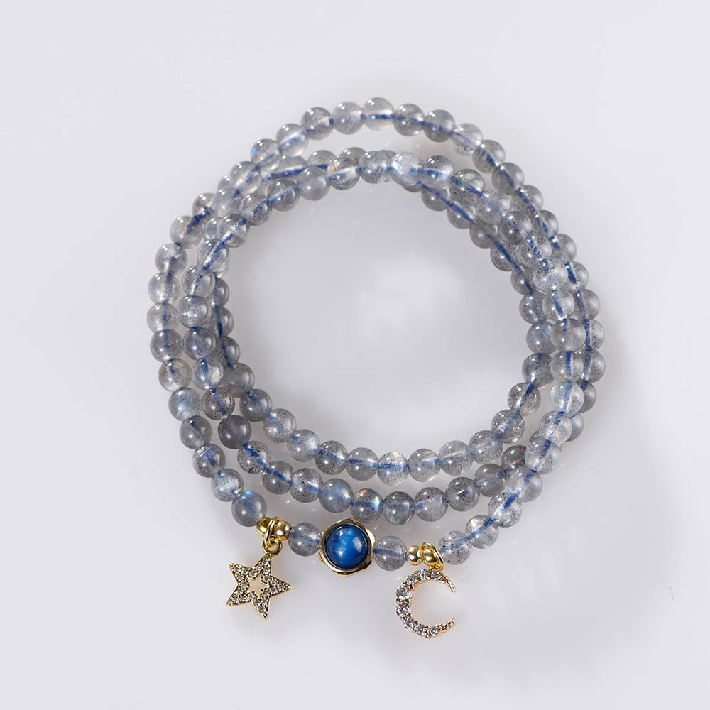 Star-Moon Gray Moonstone Energy Bracelet