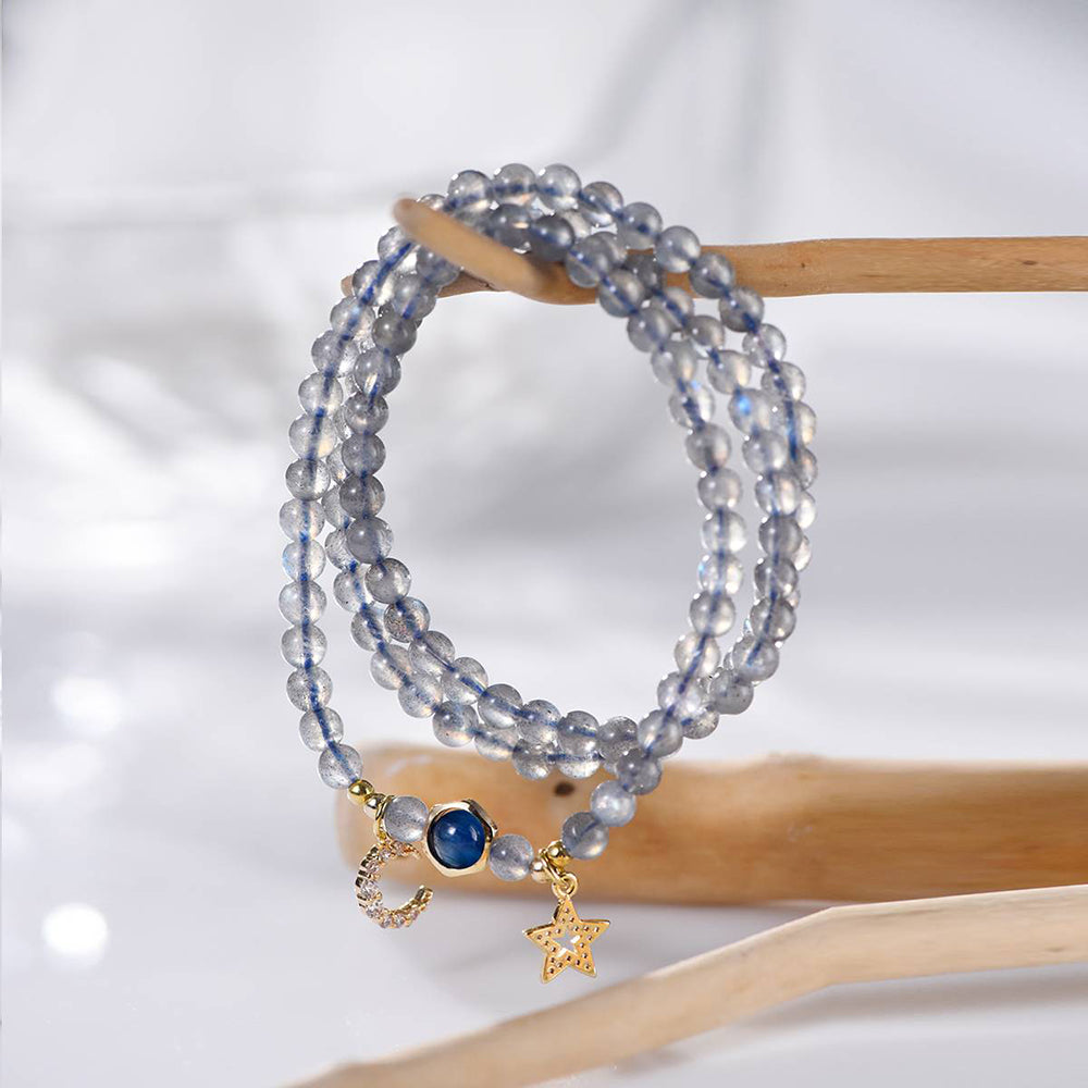 Star-Moon Gray Moonstone Energy Bracelet