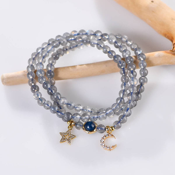 Star-Moon Gray Moonstone Energy Bracelet