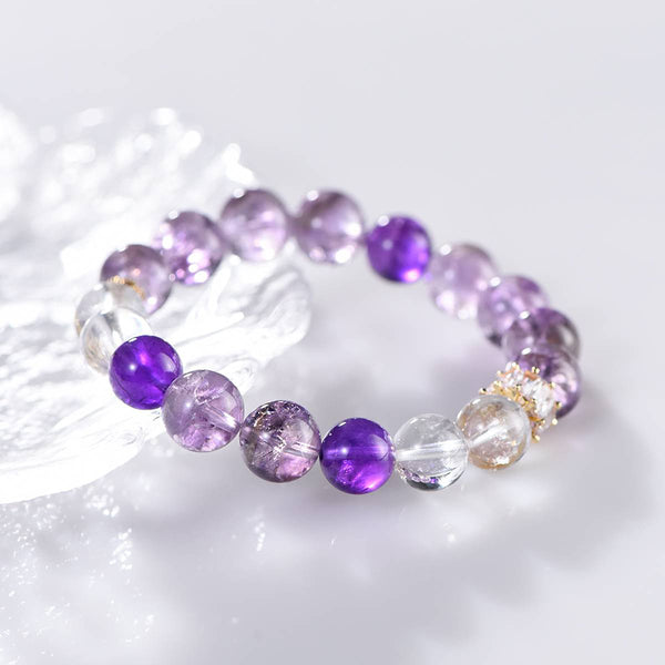 Amethyst Azeztulite and Clear Quartz Energy Bracelet