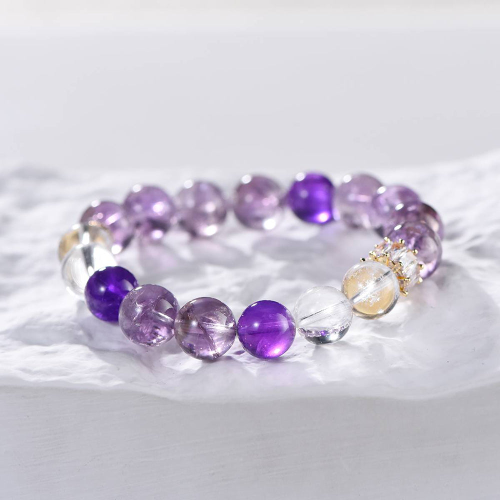 Amethyst Azeztulite and Clear Quartz Energy Bracelet