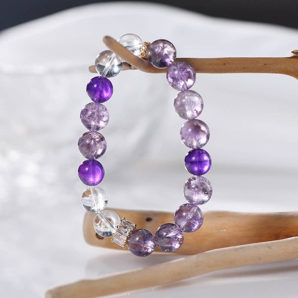 Amethyst Azeztulite and Clear Quartz Energy Bracelet