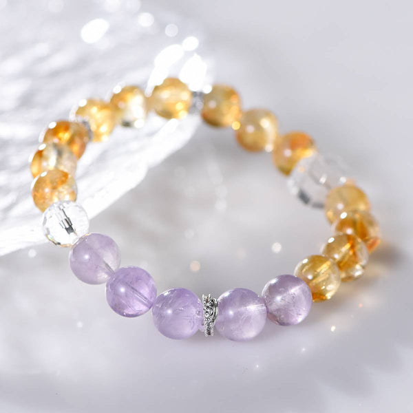 Yellow Azeztulite and Lavender Amethyst Energy Bracelet