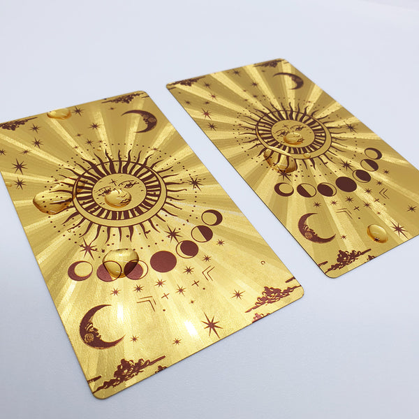 Gold Foil Tarot Deck – Durable Waterproof Cards with Celestial Design