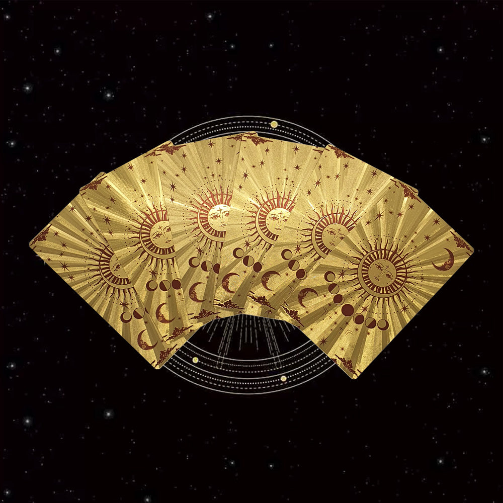 Gold Foil Tarot Deck – Durable Waterproof Cards with Celestial Design