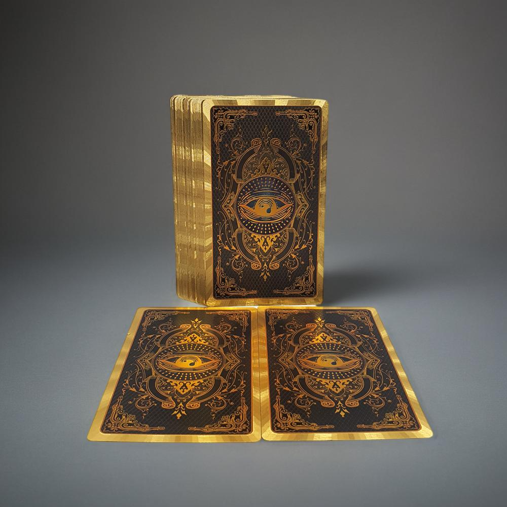 Gold Foil Tarot Deck with Keywords – Waterproof PET Cards with Mystical Eye Design
