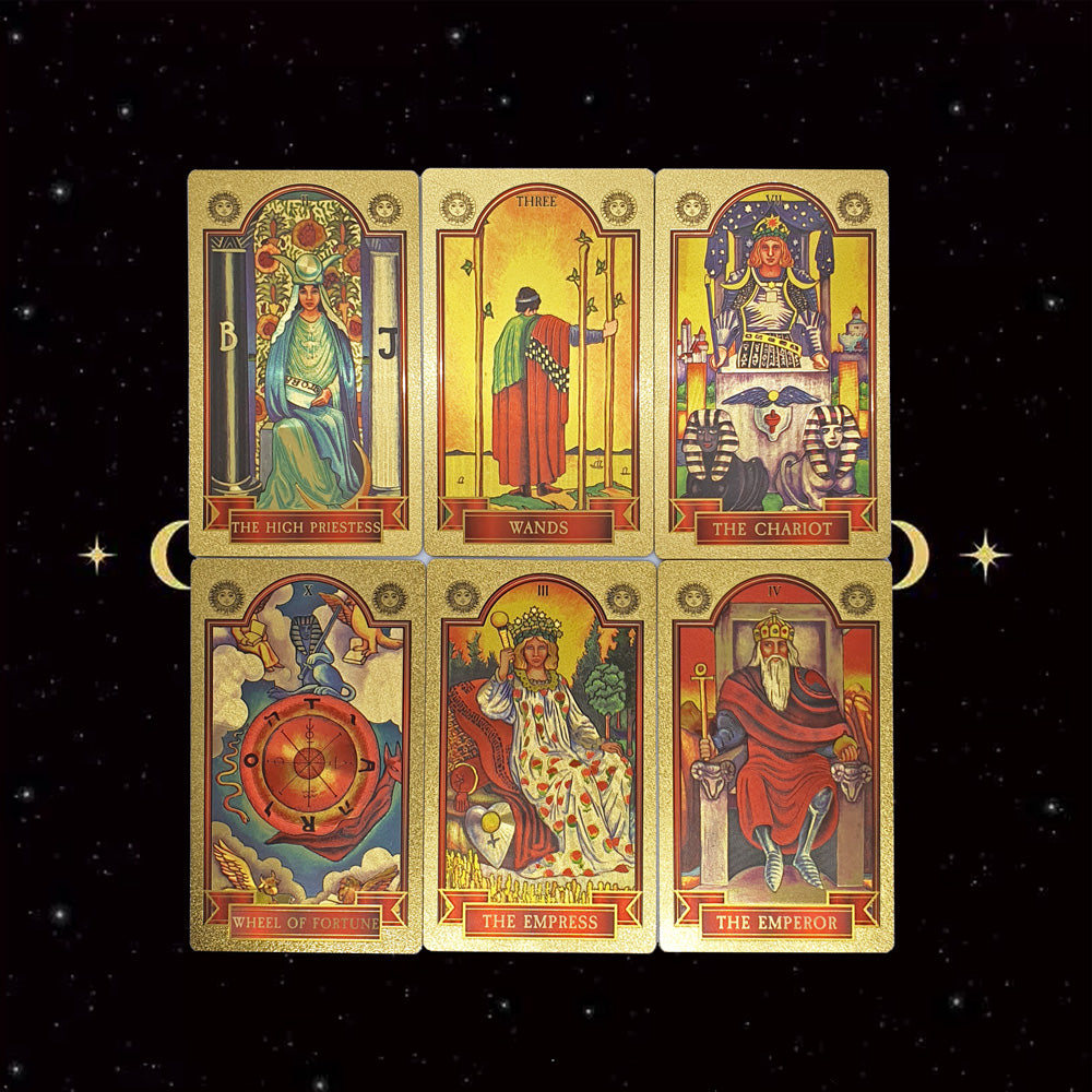 Luxury Gold Foil Tarot Deck – Durable Waterproof Cards with Blue Gold Eye Design
