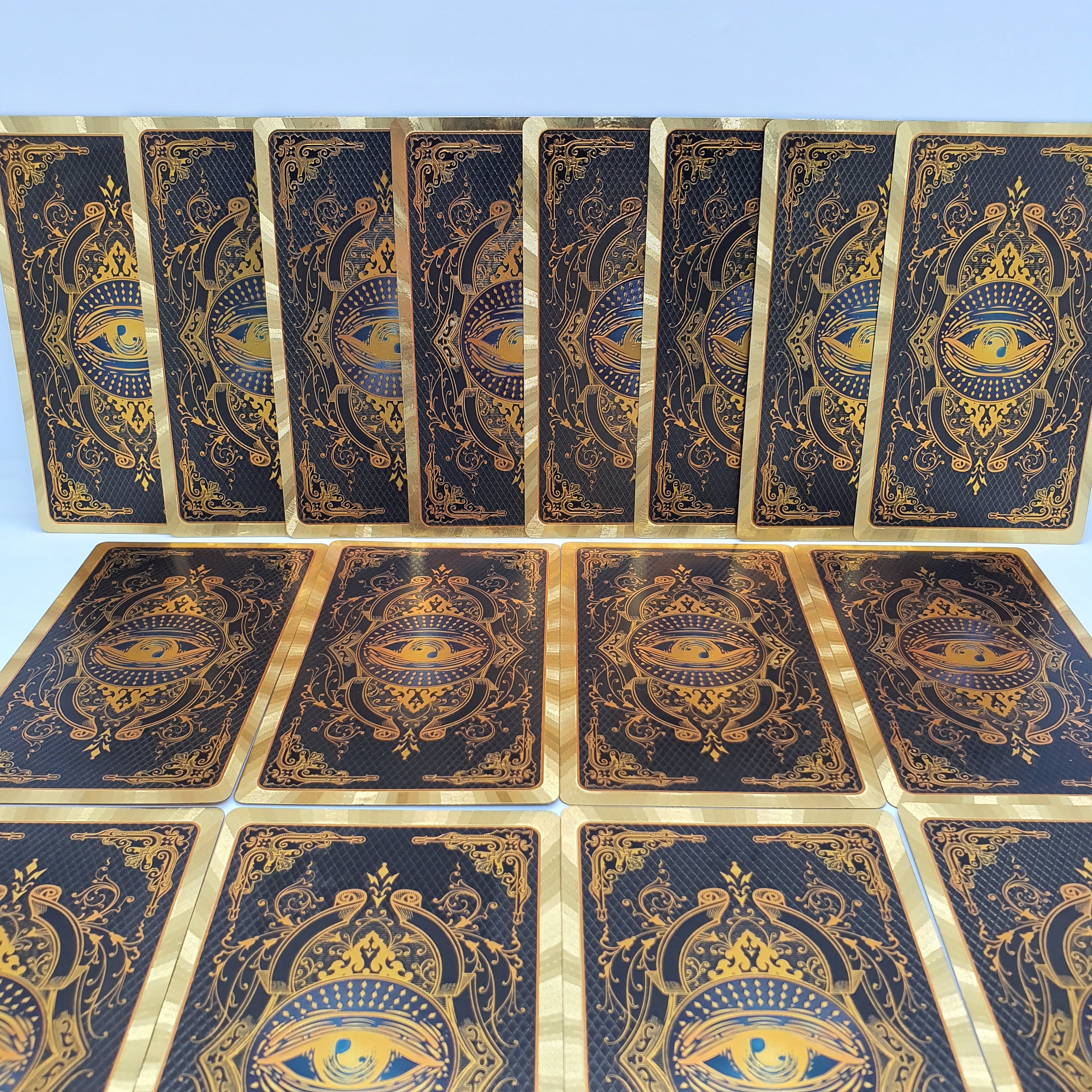Gold Foil Tarot Deck with Keywords – Waterproof PET Cards with Mystical Eye Design