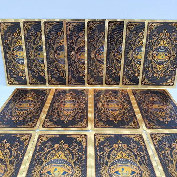 Gold Foil Tarot Deck with Keywords – Waterproof PET Cards with Mystical Eye Design