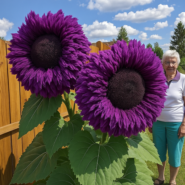 Giant Purple Sunflower Seeds – Rare Exotic Bloom, Striking Garden Decor, Easy to Grow, Bee Friendly, Unique Colorful Flowers for Backyard or Patio Planters