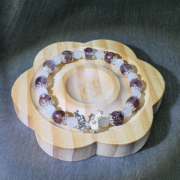 Amethyst Phantom and Moonstone Butterfly Bracelet
