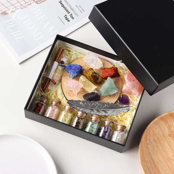 7 Chakras Crystal Gravel Drift Bottle Set