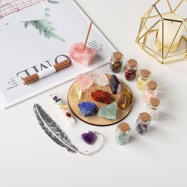 7 Chakras Crystal Gravel Drift Bottle Set
