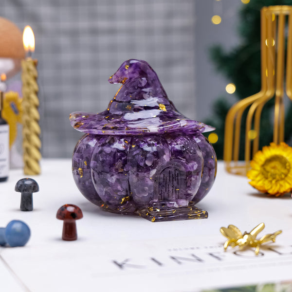 Natural Crystal Resin Pumpkin Hut Ornament