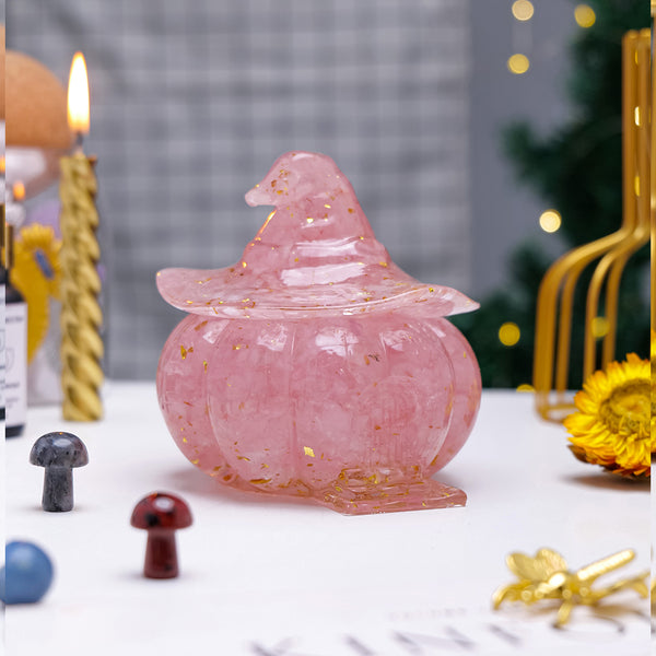Natural Crystal Resin Pumpkin Hut Ornament