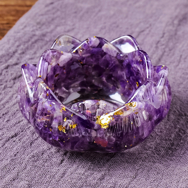 Natural Crystal Resin Lotus Ornament