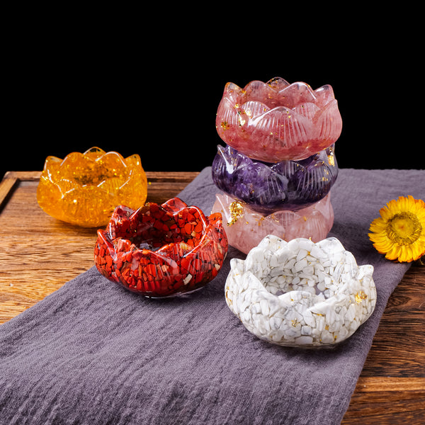Natural Crystal Resin Lotus Ornament