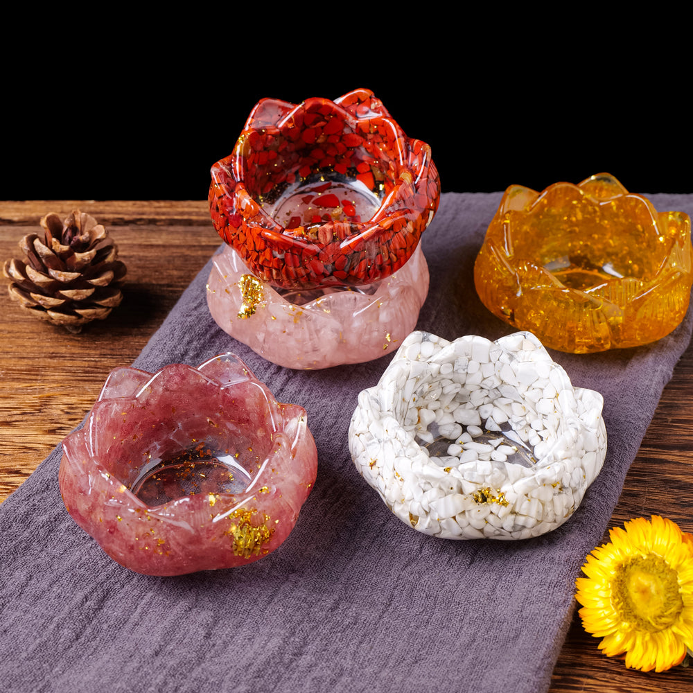 Natural Crystal Resin Lotus Ornament