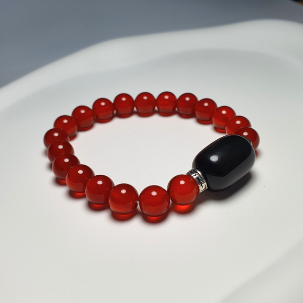 Premium Red Agate and Rainbow Obsidian Bracelet