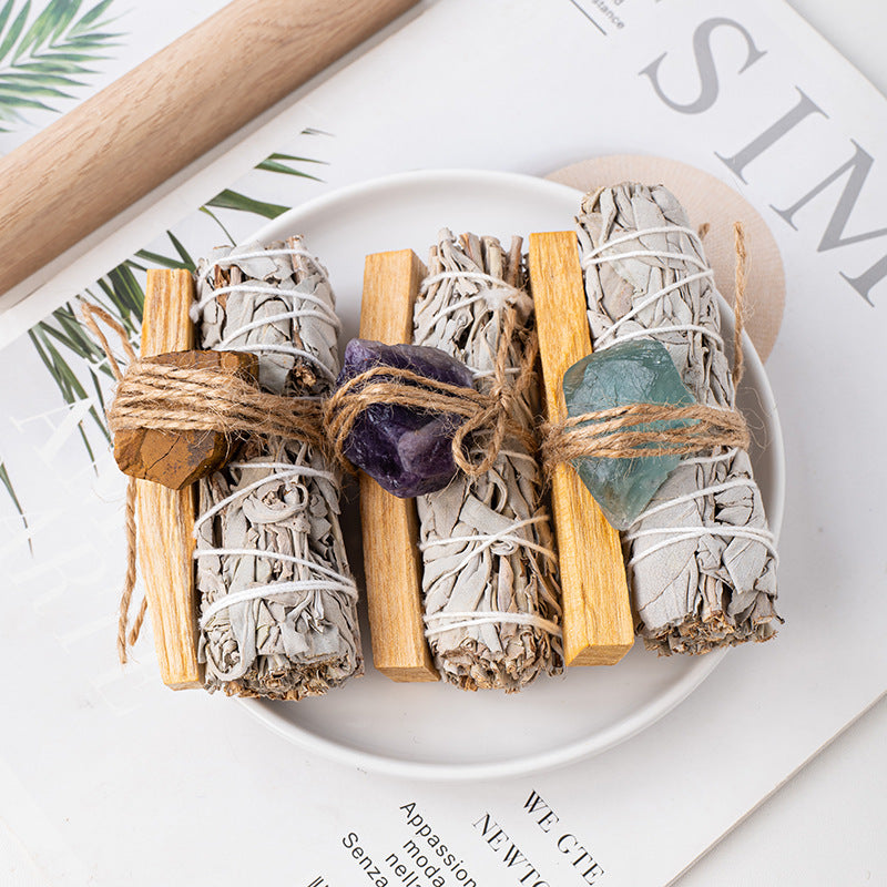 Sage Peruvian Palo Santo Crystal Set