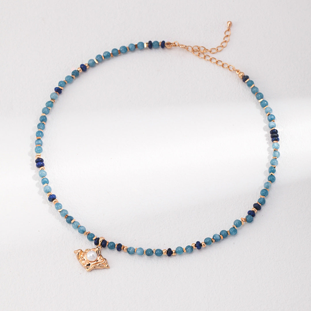 Vintage Amazonite Necklace-Gold Plated 925 Sterling Silver