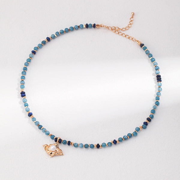 Vintage Amazonite Necklace-Gold Plated 925 Sterling Silver