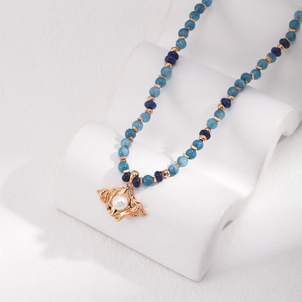 Vintage Amazonite Necklace-Gold Plated 925 Sterling Silver