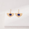 Vintage Fan Lapis Lazuli Earrings-Gold Plated 925 Sterling Silver