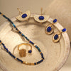 Vintage Fan Lapis Lazuli Earrings-Gold Plated 925 Sterling Silver