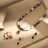 Vintage Lapis Lazuli Earrings-Gold Plated 925 Sterling Silver