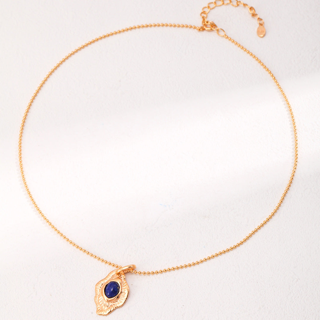 Vintage Lapis Lazuli Necklace-Gold Plated 925 Sterling Silver