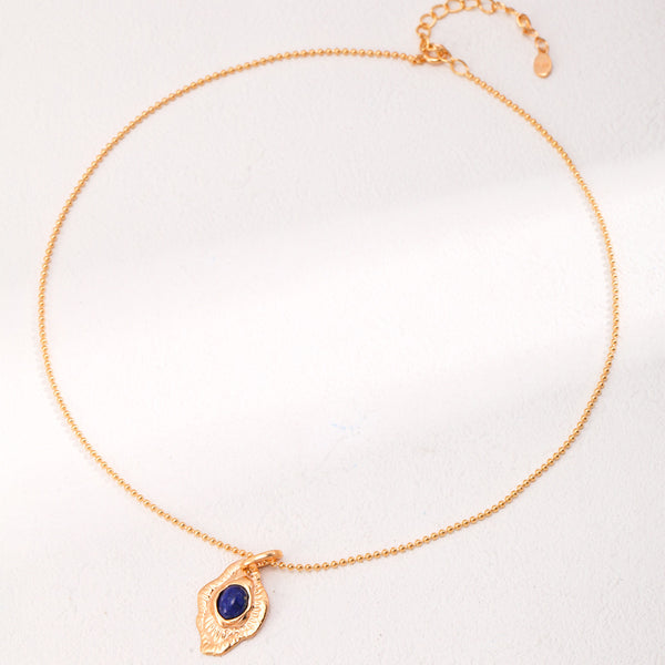 Vintage Lapis Lazuli Necklace-Gold Plated 925 Sterling Silver
