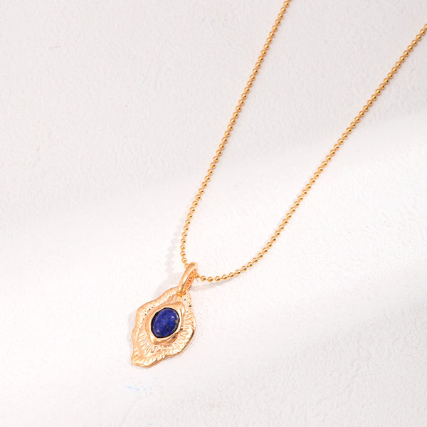 Vintage Lapis Lazuli Necklace-Gold Plated 925 Sterling Silver