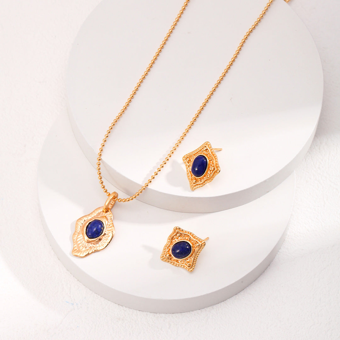 Vintage Lapis Lazuli Necklace-Gold Plated 925 Sterling Silver