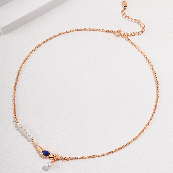 Vintage Moon Lapis Lazuli Necklace/Earrings-Gold Plated 925 Sterling Silver
