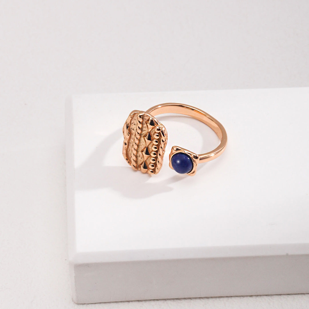 Vintage Rectangular Lapis Lazuli Ring-Gold Plated 925 Sterling Silver
