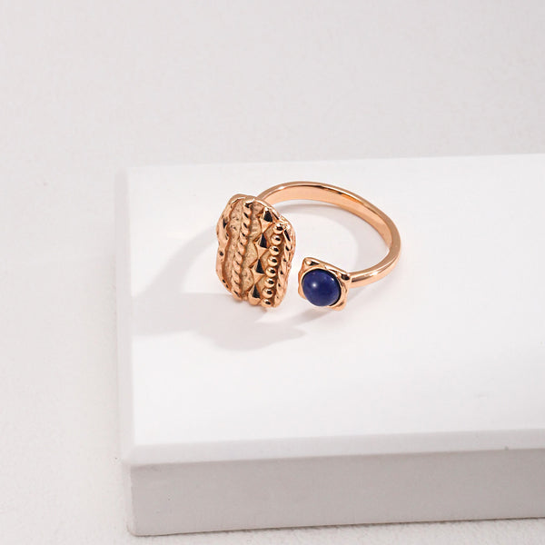 Vintage Rectangular Lapis Lazuli Ring-Gold Plated 925 Sterling Silver