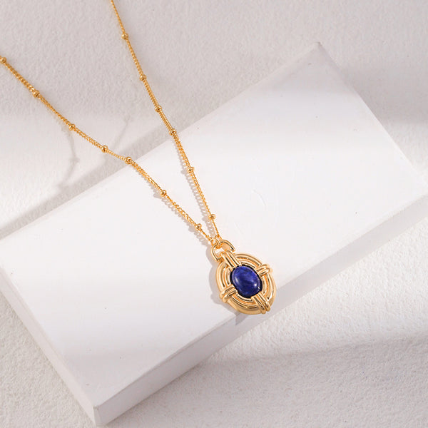 Vintage Royal Lapis Lazuli Necklace/Earrings-Gold Plated 925 Sterling Silver