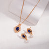 Vintage Royal Lapis Lazuli Necklace/Earrings-Gold Plated 925 Sterling Silver