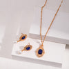 Vintage Royal Lapis Lazuli Necklace/Earrings-Gold Plated 925 Sterling Silver