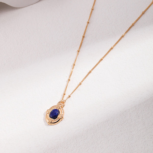 Vintage Royal Lapis Lazuli Necklace/Earrings-Gold Plated 925 Sterling Silver
