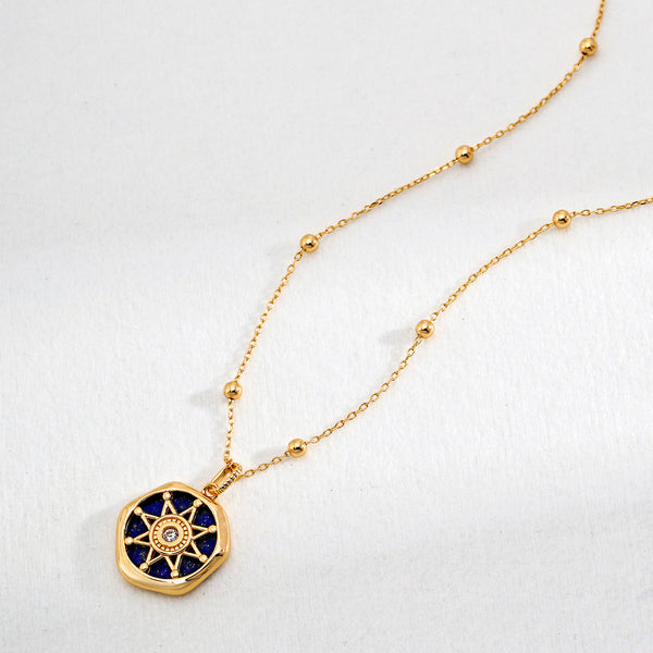 Vintage Star Lapis Lazuli Necklace-Gold Plated 925 Sterling Silver