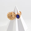 Vintage Sunflower Lapis Lazuli Ring-Gold Plated 925 Sterling Silver