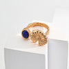 Vintage Sunflower Lapis Lazuli Ring-Gold Plated 925 Sterling Silver