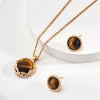 Vintage Tiger's Eye Earrings-Gold Plated 925 Sterling Silver