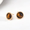 Vintage Tiger's Eye Earrings-Gold Plated 925 Sterling Silver