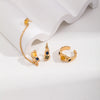 Vintage asymmetrical jade earrings/ring-Gold Plated 925 Sterling Silver